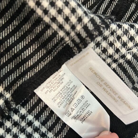 NWT LOFT‎ Black White Petite Plaid Puff Sleeve Swing Dress Size 4 NEW Preppy - Picture 13 of 16